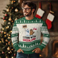 I Stand With Greenland Ugly Christmas Sweater Anti Authoritarian Political Gag Gift