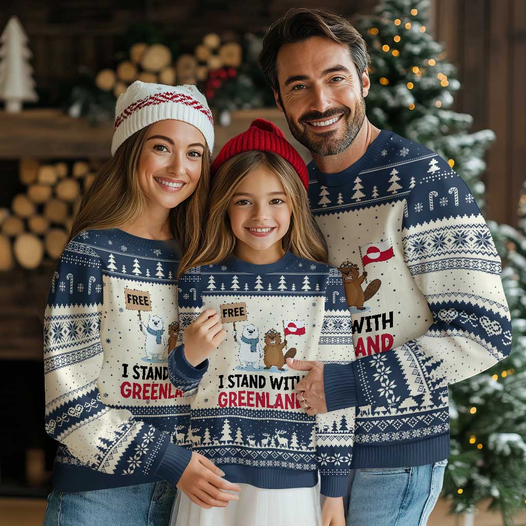 I Stand With Greenland Ugly Christmas Sweater Anti Authoritarian Political Gag Gift