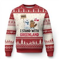 I Stand With Greenland Ugly Christmas Sweater Anti Authoritarian Political Gag Gift