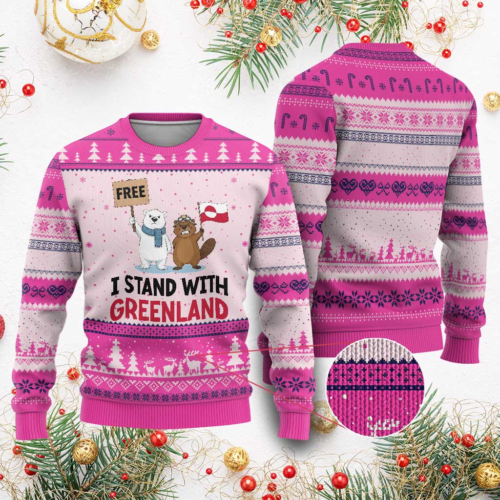 I Stand With Greenland Ugly Christmas Sweater Anti Authoritarian Political Gag Gift
