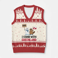 I Stand With Greenland V-Neck Knit Sweater Vest Anti Authoritarian Political Gag Gift