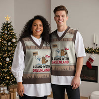 I Stand With Greenland V-Neck Knit Sweater Vest Anti Authoritarian Political Gag Gift