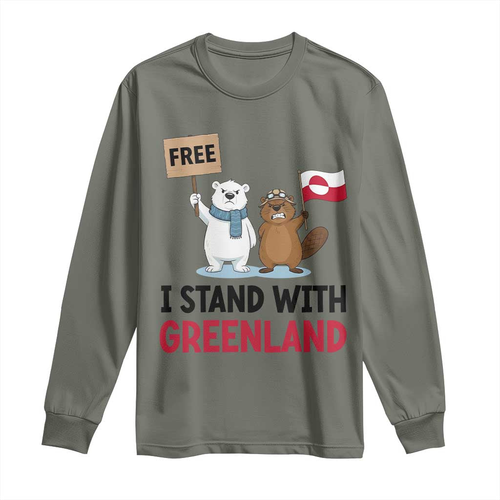 I Stand With Greenland Long Sleeve Shirt Anti Authoritarian Political Gag Gift