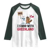 I Stand With Greenland Raglan Shirt Anti Authoritarian Political Gag Gift
