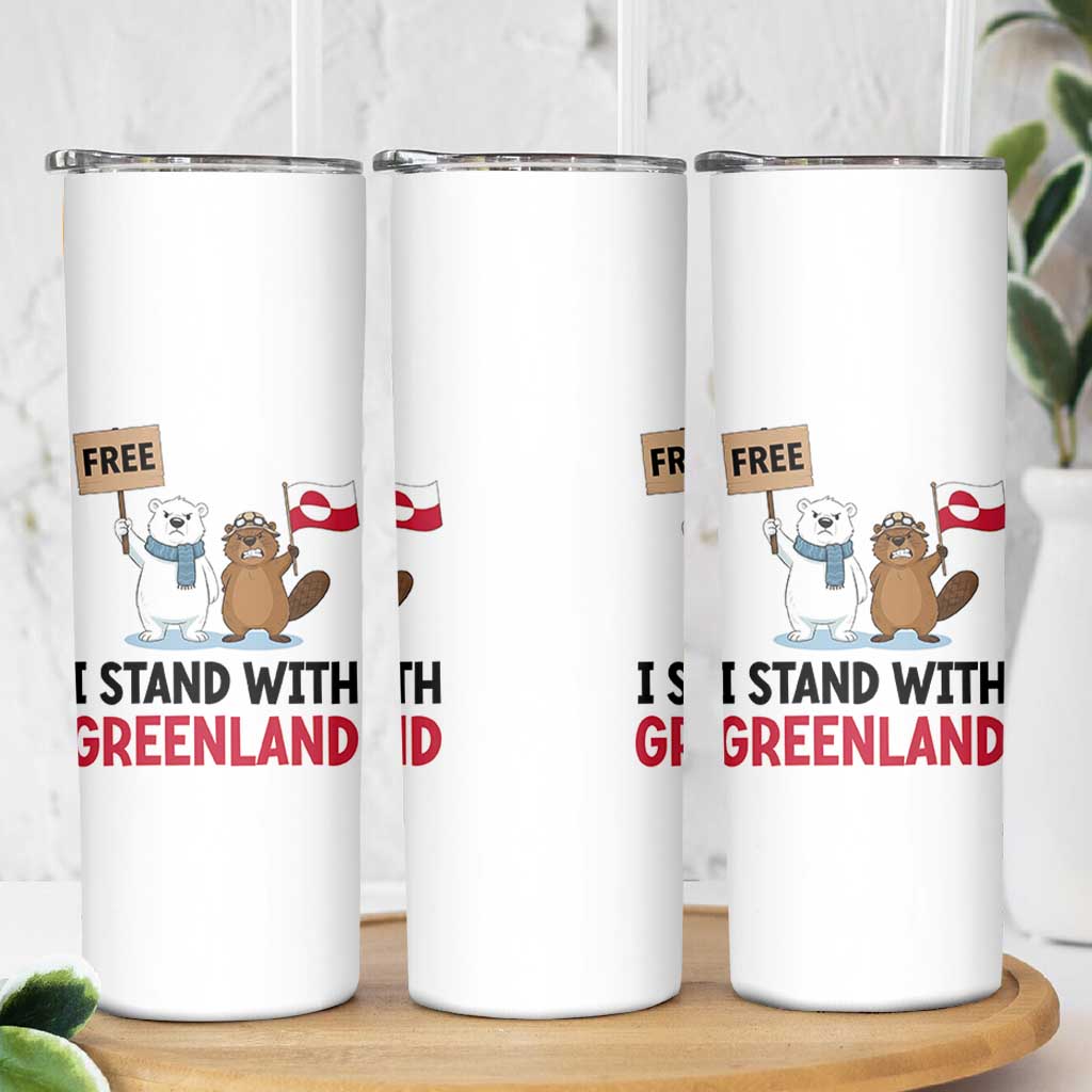 I Stand With Greenland Skinny Tumbler Anti Authoritarian Political Gag Gift