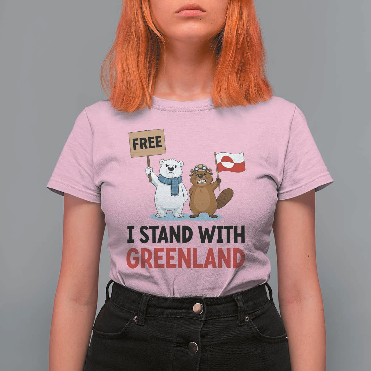 I Stand With Greenland T Shirt For Women Anti Authoritarian Political Gag Gift