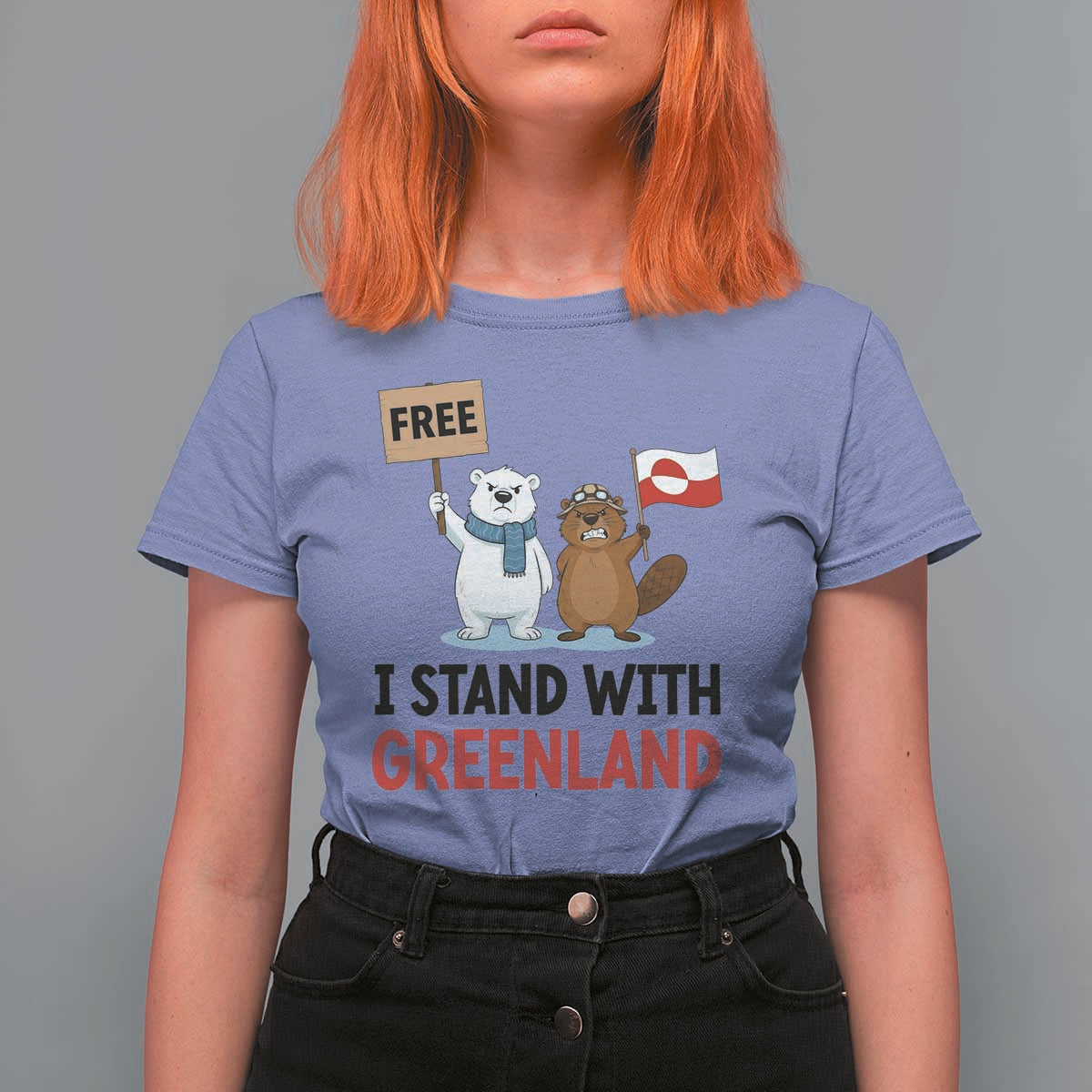 I Stand With Greenland T Shirt For Women Anti Authoritarian Political Gag Gift