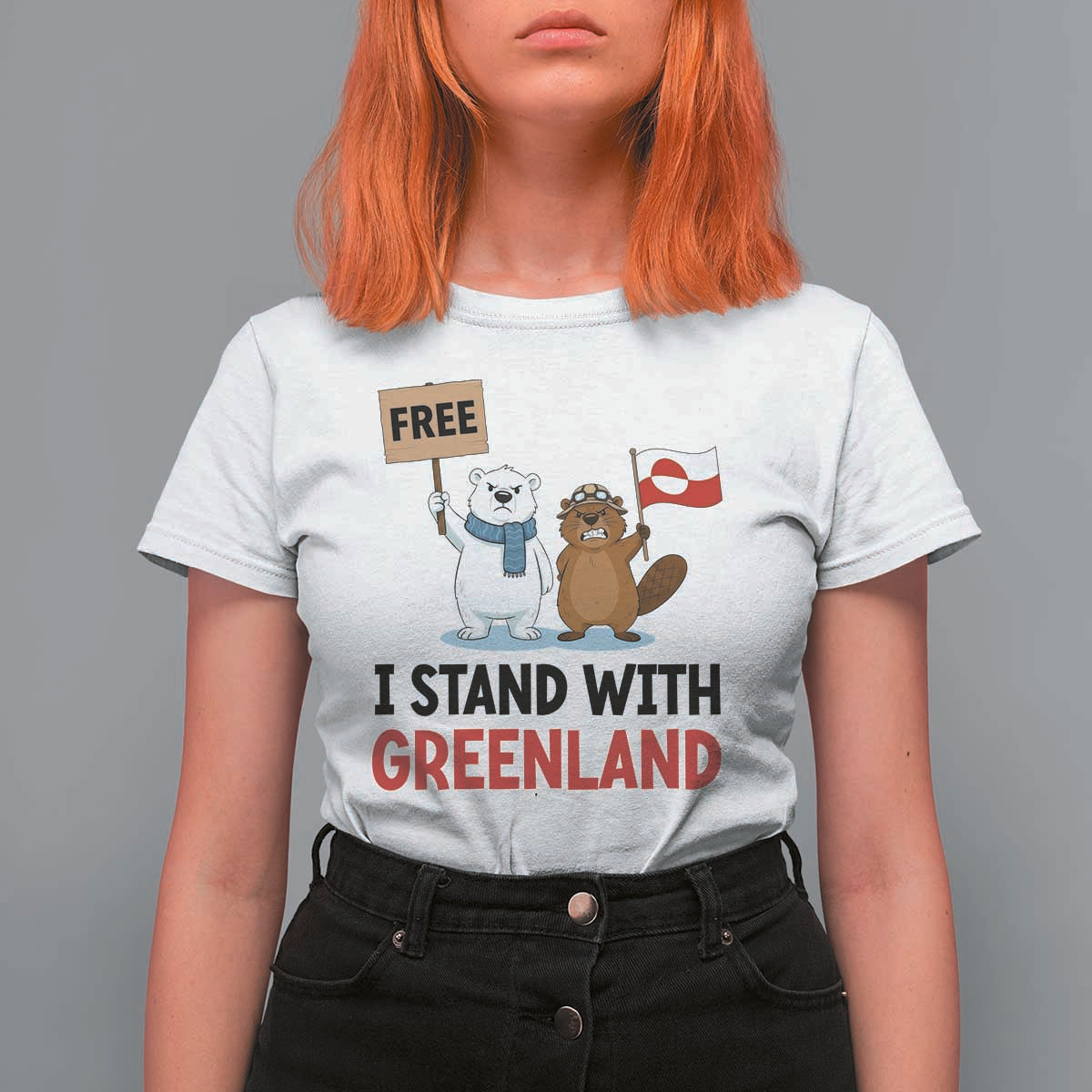 I Stand With Greenland T Shirt For Women Anti Authoritarian Political Gag Gift