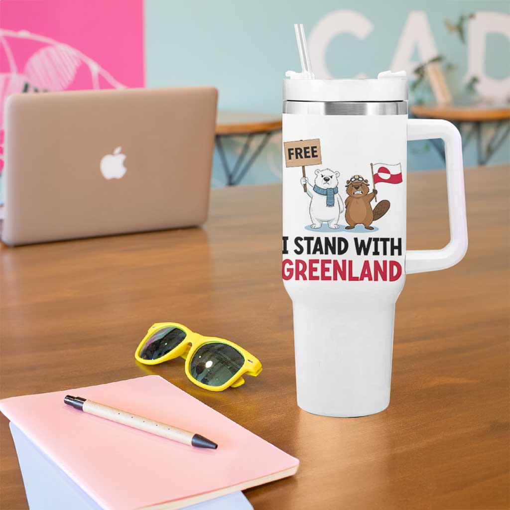 I Stand With Greenland Tumbler With Handle Anti Authoritarian Political Gag Gift