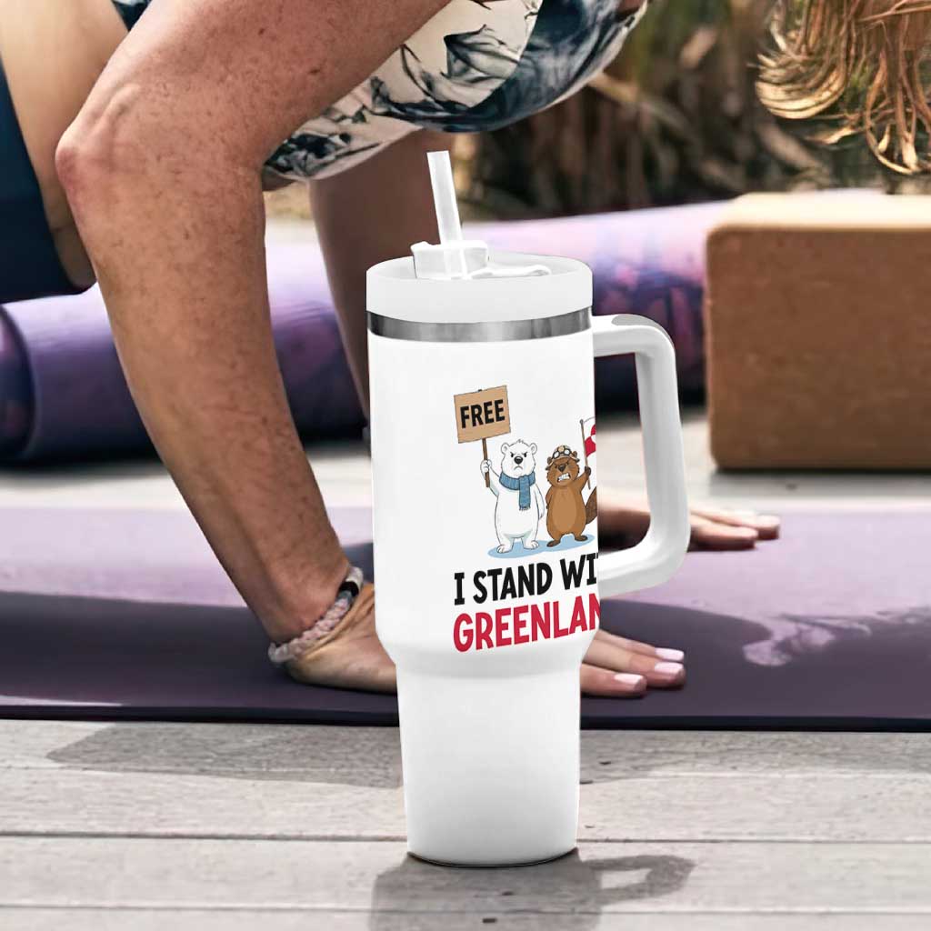 I Stand With Greenland Tumbler With Handle Anti Authoritarian Political Gag Gift