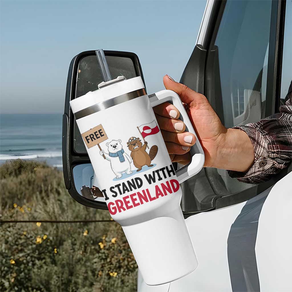 I Stand With Greenland Tumbler With Handle Anti Authoritarian Political Gag Gift