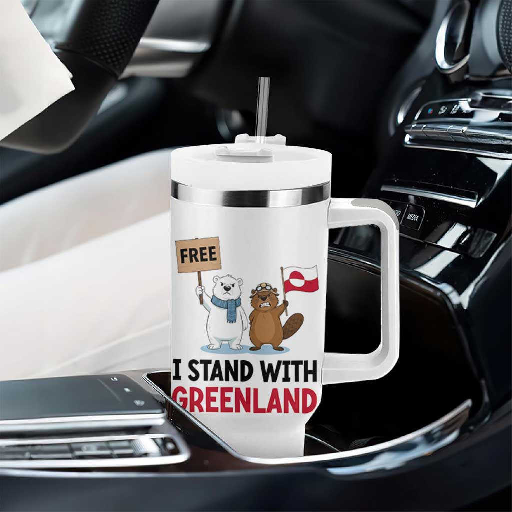 I Stand With Greenland Tumbler With Handle Anti Authoritarian Political Gag Gift