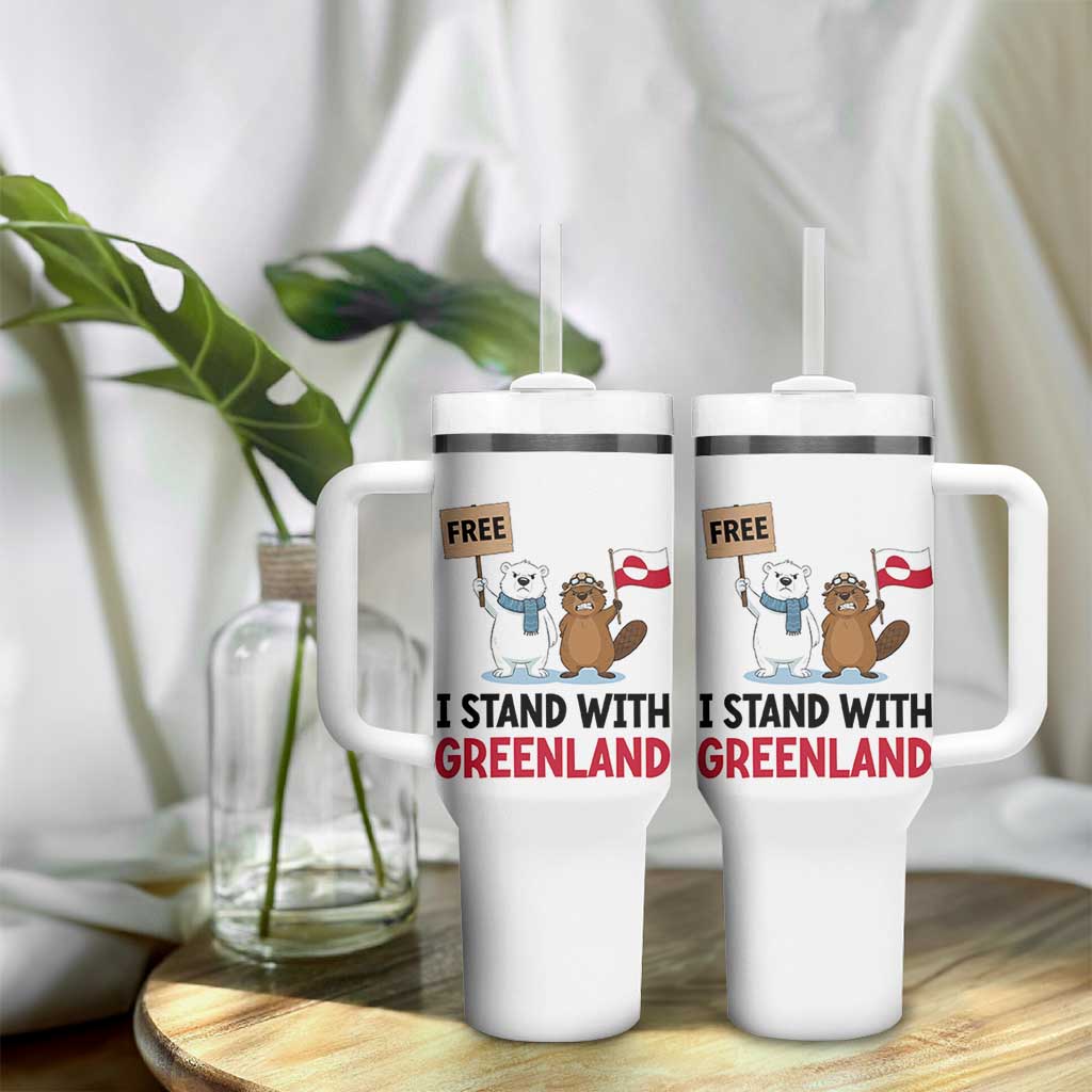 I Stand With Greenland Tumbler With Handle Anti Authoritarian Political Gag Gift