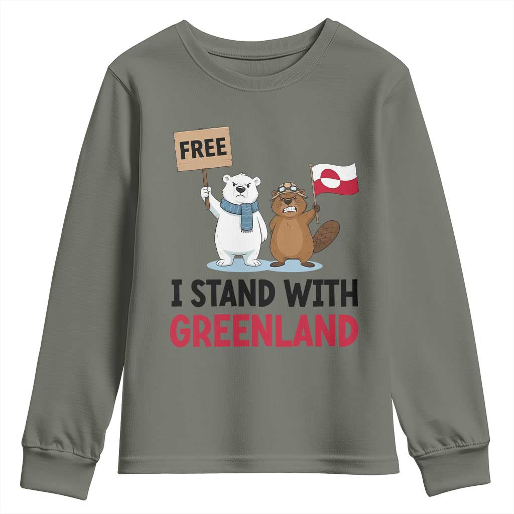 I Stand With Greenland Youth Sweatshirt Anti Authoritarian Political Gag Gift