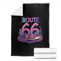 Route Highway 66 Americana Adventure Throw Blanket Cute Raccoon Driving Car