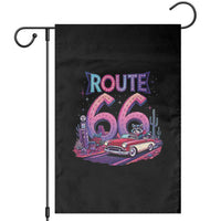 Route Highway 66 Americana Adventure Garden Flag Cute Raccoon Driving Car
