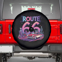 Route Highway 66 Americana Adventure Spare Tire Cover Cute Raccoon Driving Car