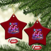 Route Highway 66 Americana Adventure Ceramic Ornament Cute Raccoon Driving Car