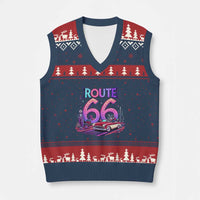 Route Highway 66 Americana Adventure V-Neck Knit Sweater Vest Cute Raccoon Driving Car
