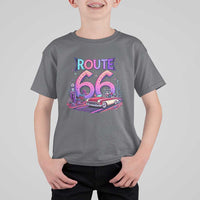 Route Highway 66 Americana Adventure T Shirt For Kid Cute Raccoon Driving Car