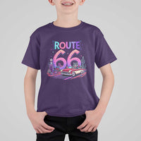 Route Highway 66 Americana Adventure T Shirt For Kid Cute Raccoon Driving Car