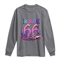 Route Highway 66 Americana Adventure Long Sleeve Shirt Cute Raccoon Driving Car
