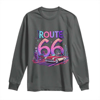 Route Highway 66 Americana Adventure Long Sleeve Shirt Cute Raccoon Driving Car