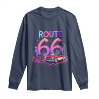 Route Highway 66 Americana Adventure Long Sleeve Shirt Cute Raccoon Driving Car