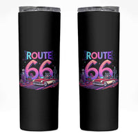 Route Highway 66 Americana Adventure Skinny Tumbler Cute Raccoon Driving Car