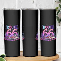 Route Highway 66 Americana Adventure Skinny Tumbler Cute Raccoon Driving Car