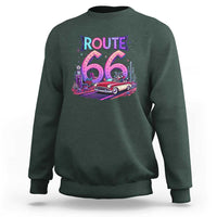 Route Highway 66 Americana Adventure Sweatshirt Cute Raccoon Driving Car