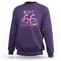 Route Highway 66 Americana Adventure Sweatshirt Cute Raccoon Driving Car