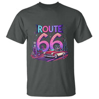 Route Highway 66 Americana Adventure T Shirt Cute Raccoon Driving Car