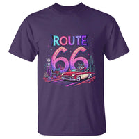 Route Highway 66 Americana Adventure T Shirt Cute Raccoon Driving Car