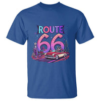 Route Highway 66 Americana Adventure T Shirt Cute Raccoon Driving Car