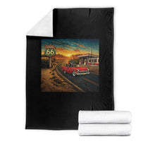 Route Highway 66 Raccoon Throw Blanket Americana Road Trip
