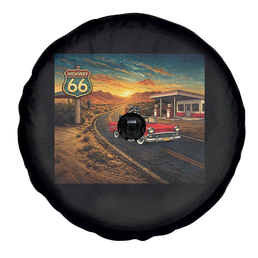 Route Highway 66 Raccoon Spare Tire Cover Americana Road Trip