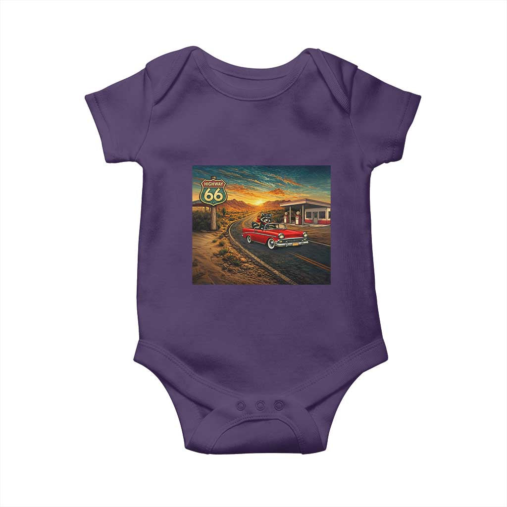 Route Highway 66 Raccoon Baby Onesie Americana Road Trip
