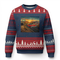 Route Highway 66 Raccoon Ugly Christmas Sweater Americana Road Trip