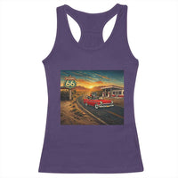 Route Highway 66 Raccoon Racerback Tank Top Americana Road Trip