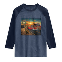 Route Highway 66 Raccoon Raglan Shirt Americana Road Trip