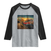 Route Highway 66 Raccoon Raglan Shirt Americana Road Trip