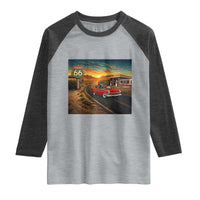 Route Highway 66 Raccoon Raglan Shirt Americana Road Trip