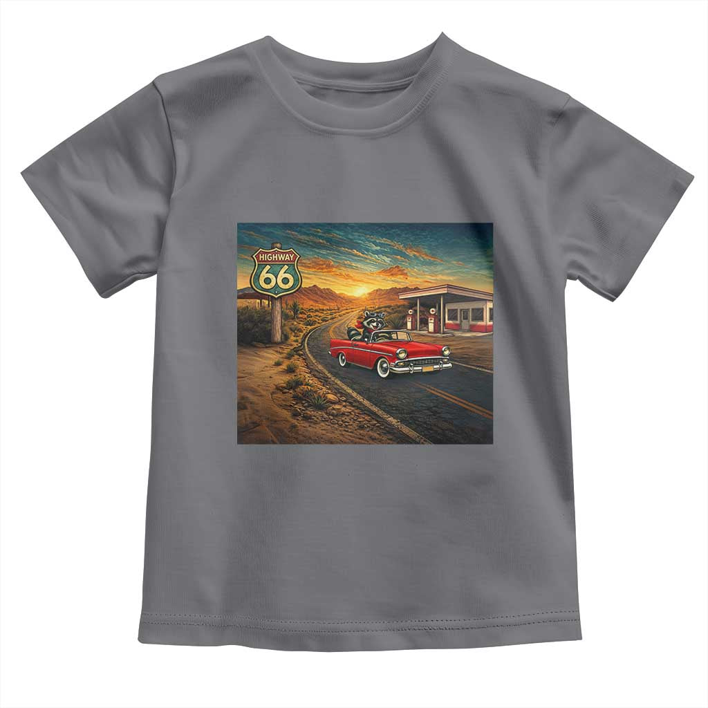 Route Highway 66 Raccoon Toddler T Shirt Americana Road Trip