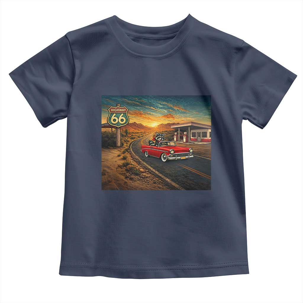 Route Highway 66 Raccoon Toddler T Shirt Americana Road Trip