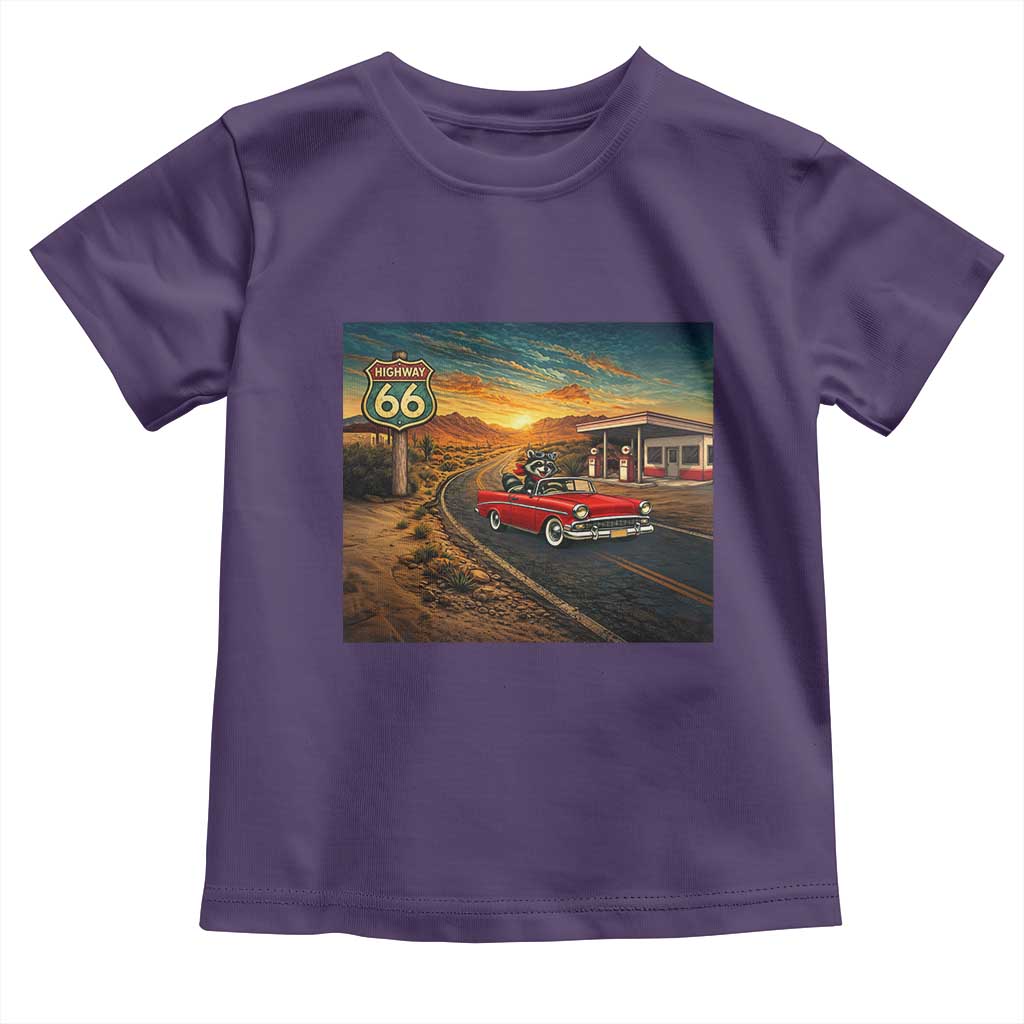 Route Highway 66 Raccoon Toddler T Shirt Americana Road Trip