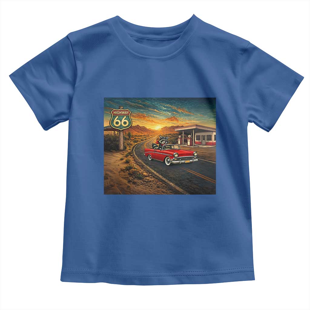 Route Highway 66 Raccoon Toddler T Shirt Americana Road Trip