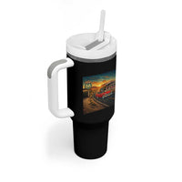 Route Highway 66 Raccoon Tumbler With Handle Americana Road Trip