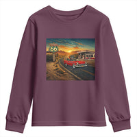 Route Highway 66 Raccoon Youth Sweatshirt Americana Road Trip