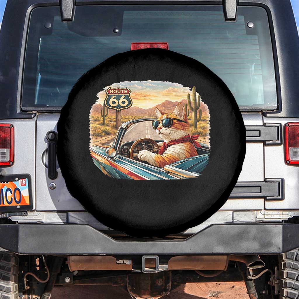 Route Highway 66 Cat Spare Tire Cover Americana Road Trip